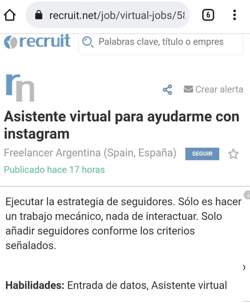 puesto trabajo asistente virtual para argentina
